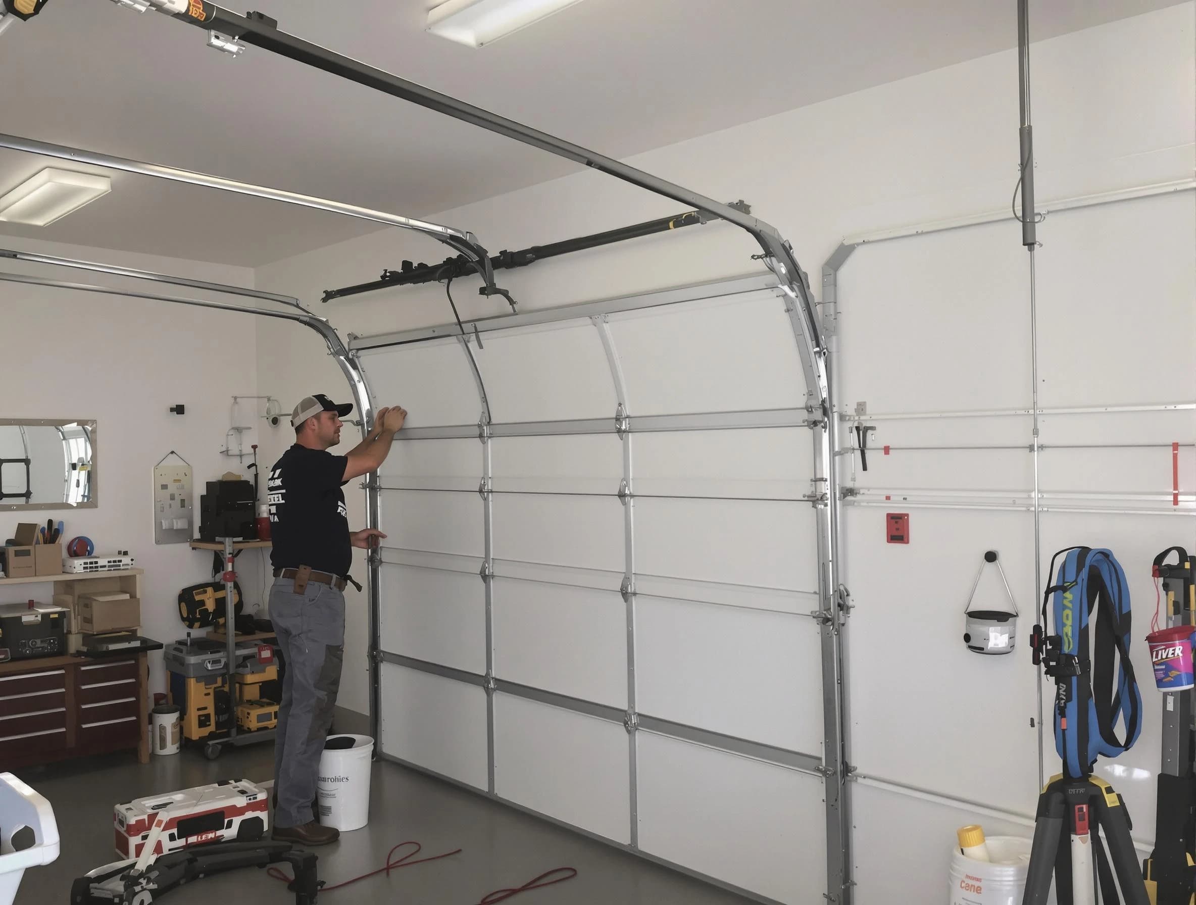 Senoia Garage Door Repair team installing new garage door in Senoia
