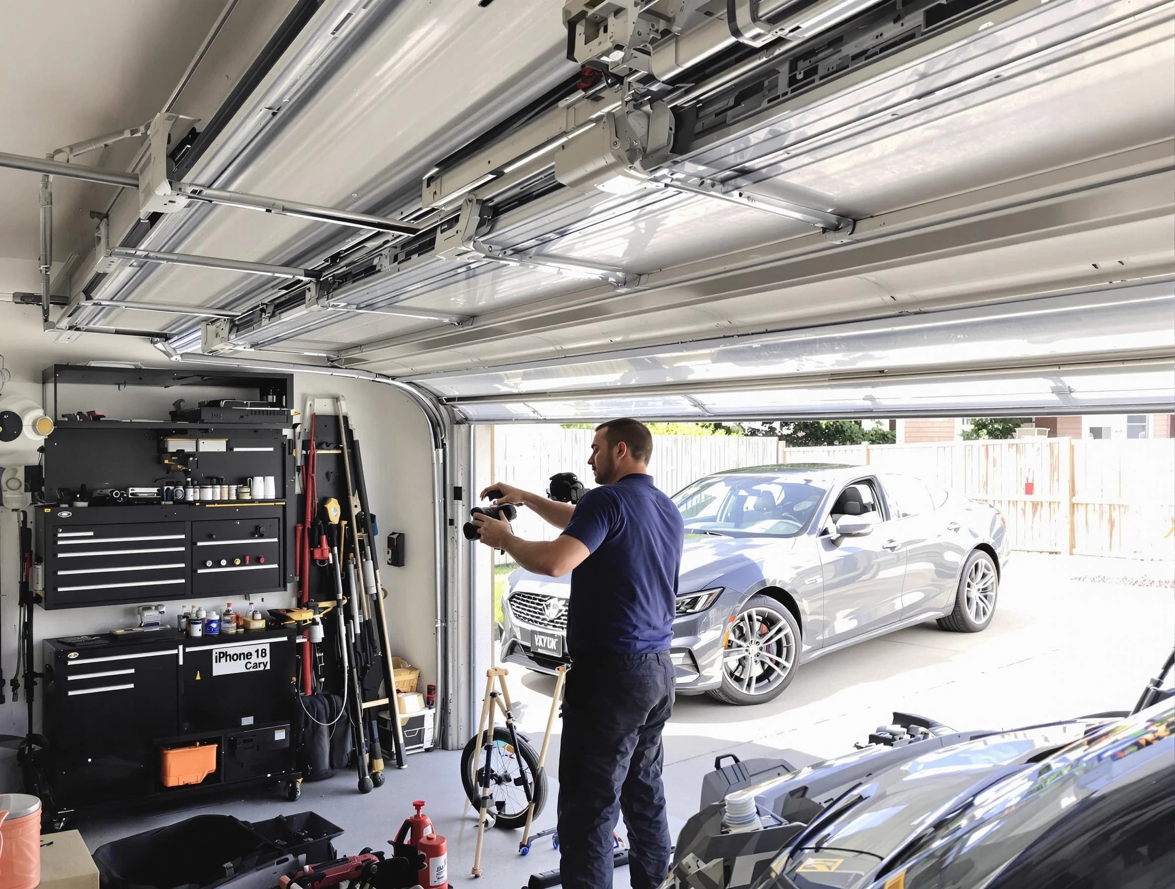 Senoia Garage Door Repair technician fixing noisy garage door in Senoia