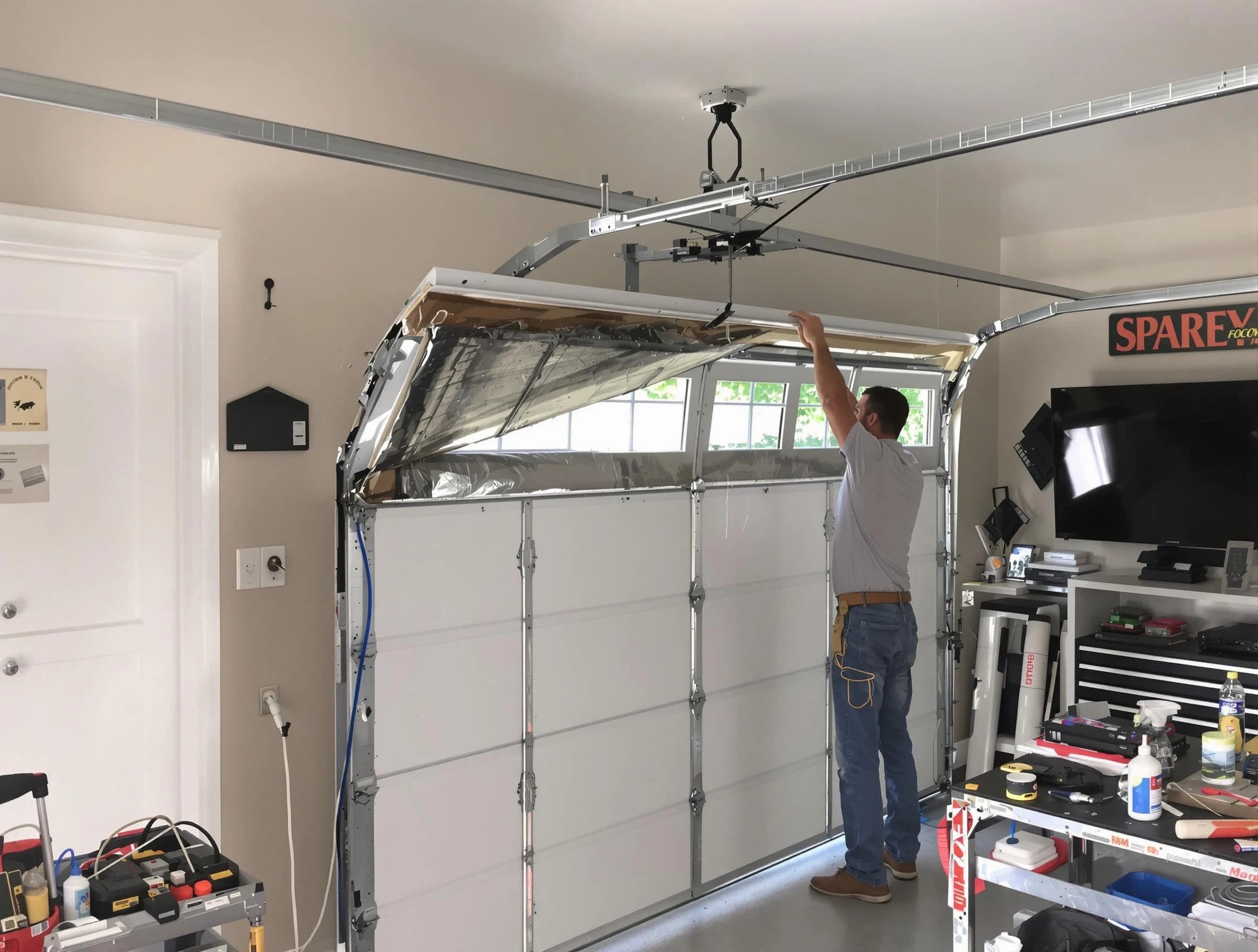Garage door section replacement by Senoia Garage Door Repair in Senoia