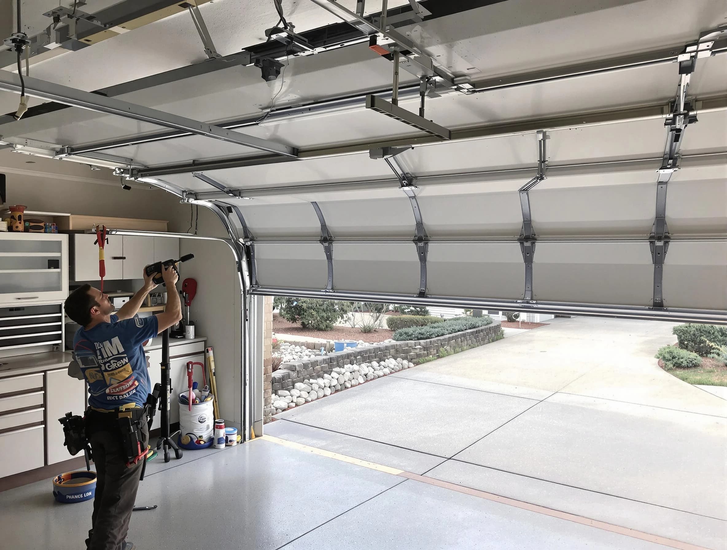 Garage door track repair service by Senoia Garage Door Repair in Senoia