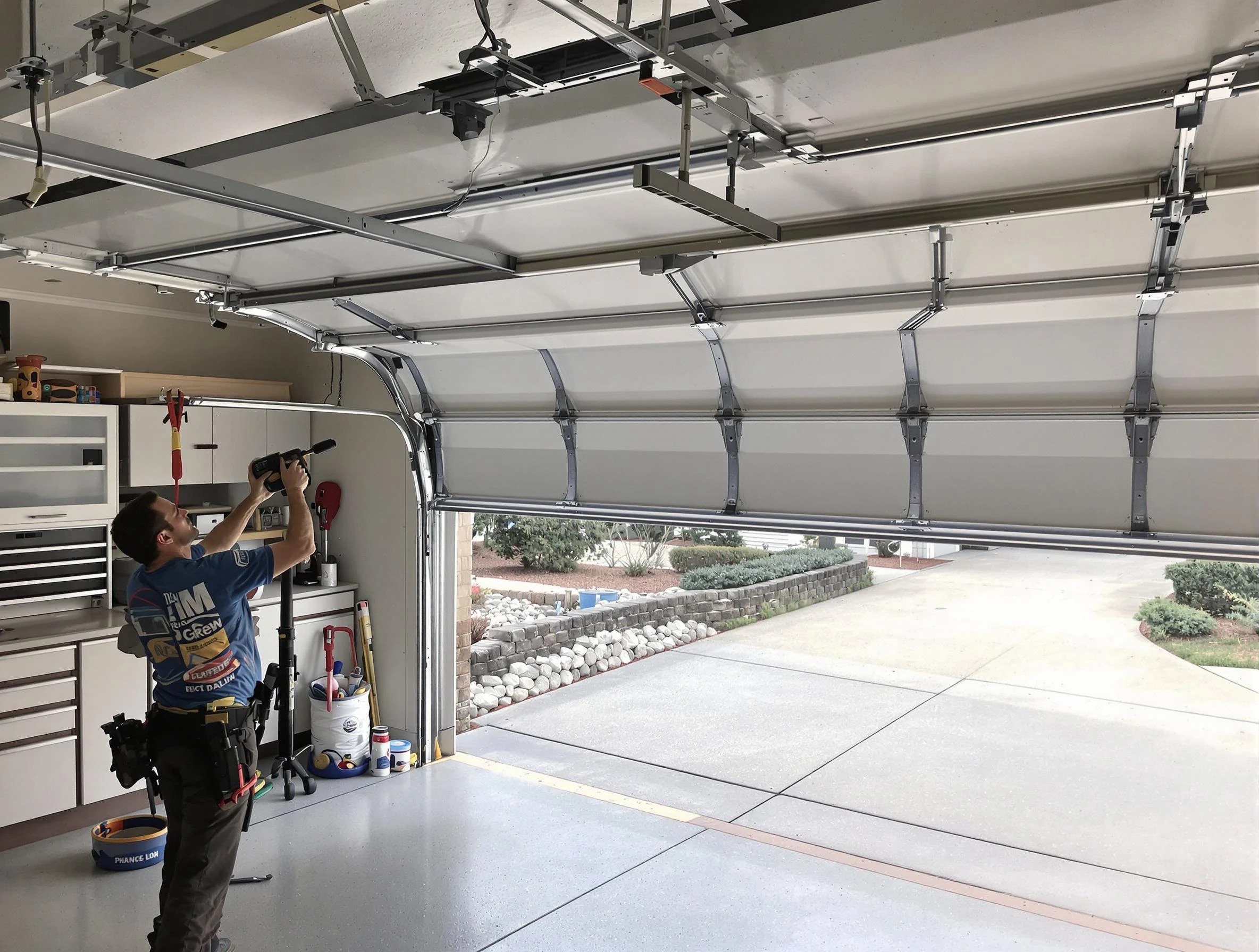 Garage door track repair service by Senoia Garage Door Repair in Senoia